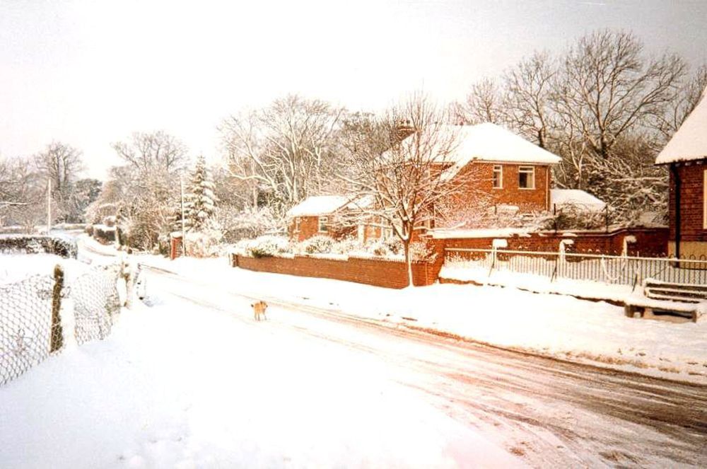 Main Street, Bolton Percy, under snow