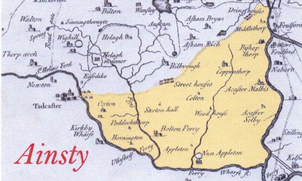 Map of the South Ainsty area, south of York.