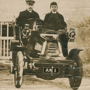 Sir Benjamin and Mr Alan Dawson of Nun Appleton Hall on 1903(?) Panhard