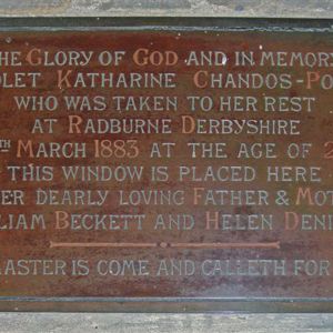 Plaque in St John's church to V K Chandos-Pole