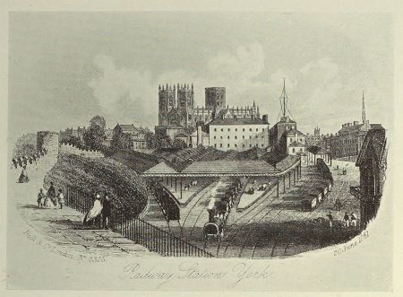An historic engraving of York's railway station in the mid-1800s.