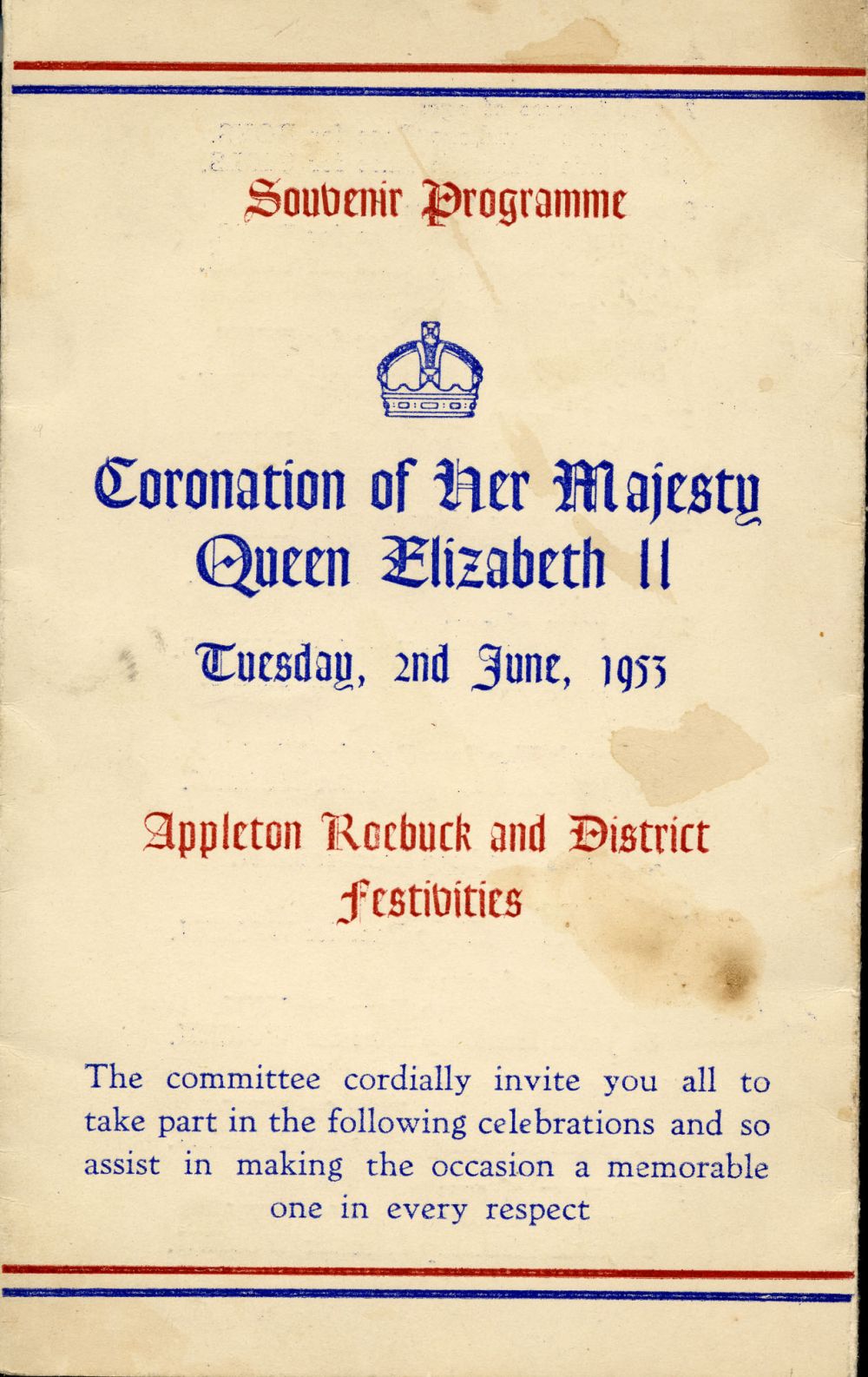Coronation Programme 2 June 1953