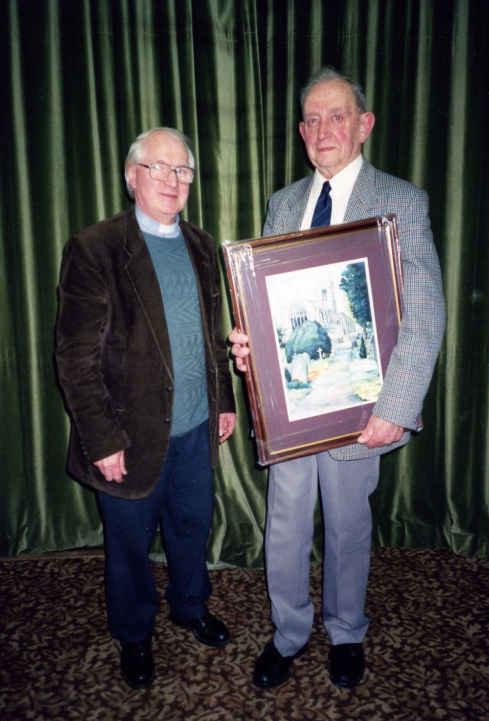 Francis Minay presents Jack Heppenstall with picture  retirement