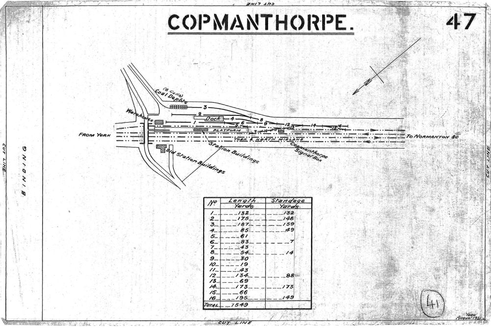 Copmanthorpe Sation and sidings diagram